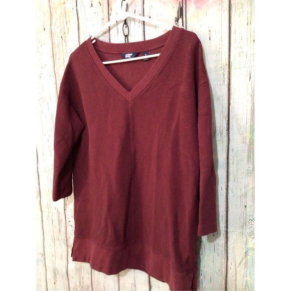 NEW Lands End Thermal Waffle Pattern Shirt Size Small Burgundy 💕 - Picture 6 of 12